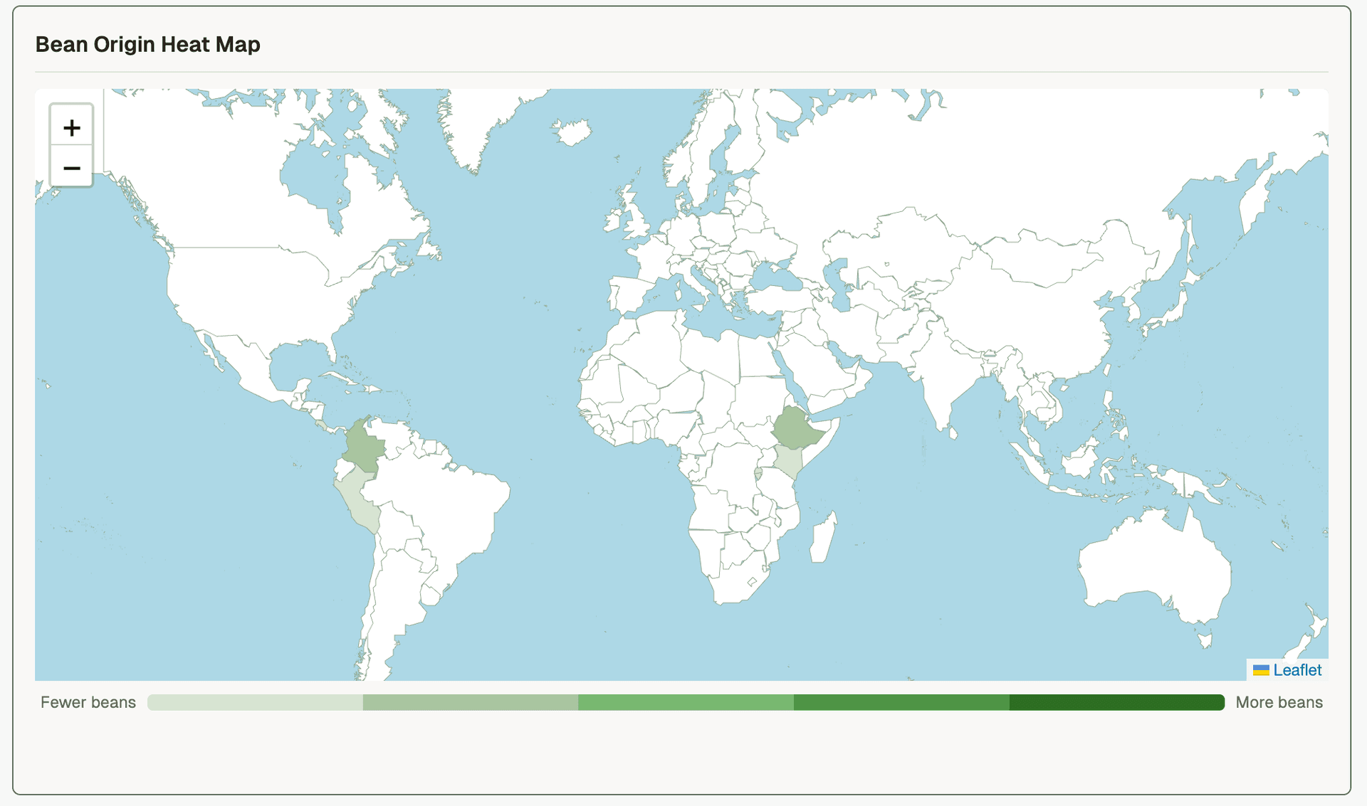 Bean origin heat map